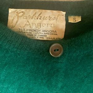 vintage Parkhurst green angora cardigan sweater s xs